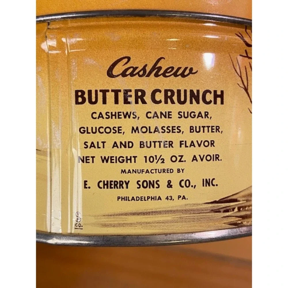 Vintage E Cherry Sons & Co Cashew Butter Crunch Tin Stagecoach Philadelphia